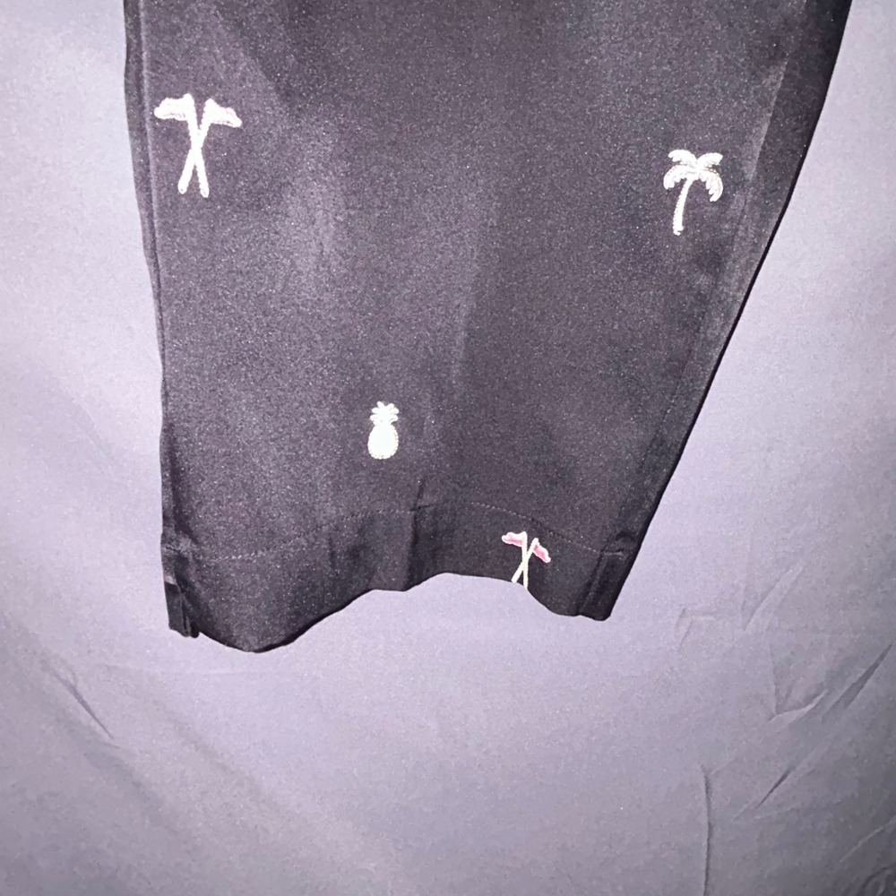 Coral Bay Golf Womens Black Embroidered Palm Tree Pineapple Golf Pants Size 16 - Picture 3 of 8